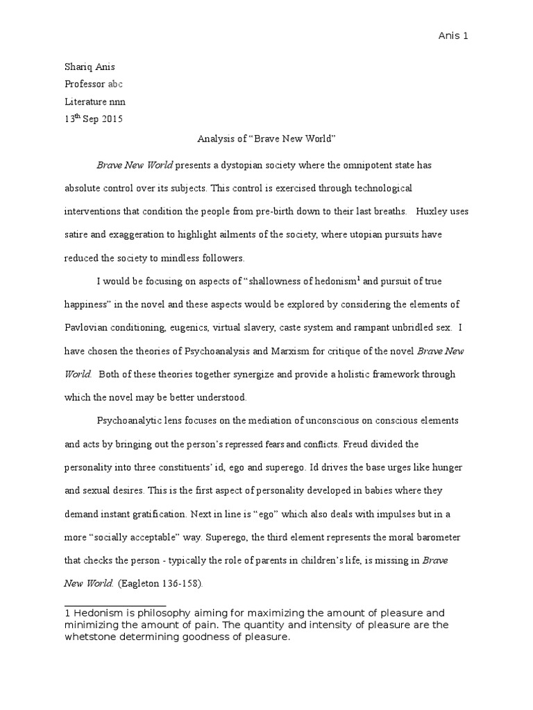 brave new world society brave new world thesis